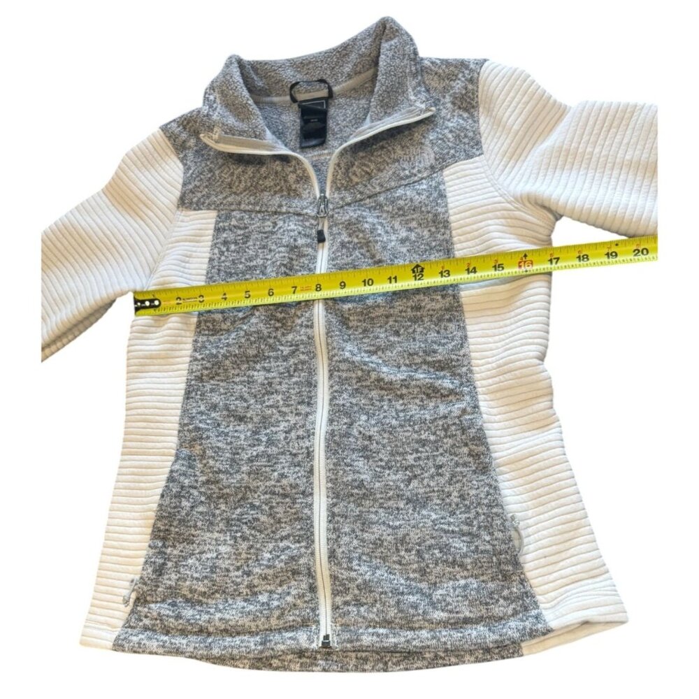 The North Face Womens Fleece Jacket Gray White Textured Zip Up Outerwear M |Q1 - Picture 7 of 8